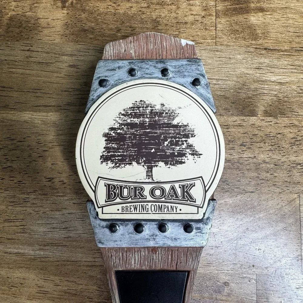 Bur Oak Brewing Company Beer Tap Handle Wood Look Draft Tap Knob Bar Pub